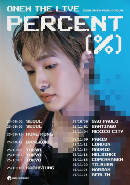 Onew tournée mondiale 2025,onew world tour,onew percent,Onew dates Europe 2025