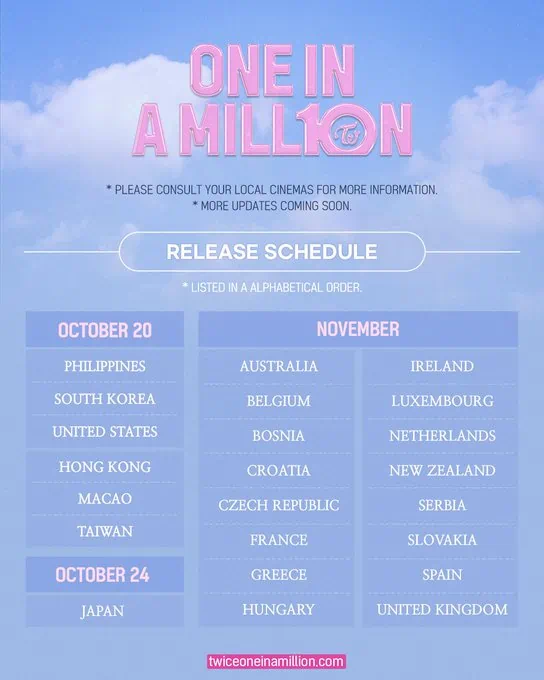 TWICE 10ᵉ anniversaire,TWICE 10 ans,TWICE ONE IN A MILL10N,TWICE cinéma,TWICE france