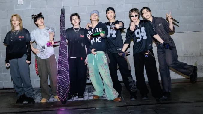 Les membres de BTS lors du concert à Las Vegas