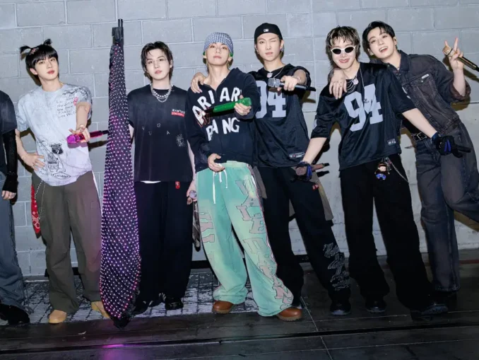 Les membres de BTS lors du concert à Las Vegas