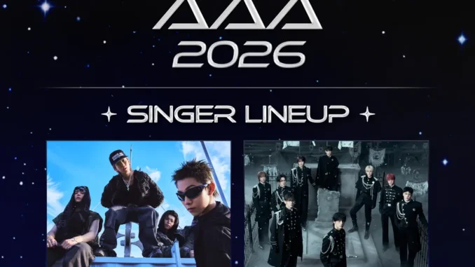 Affiche du premier line-up des AAA 2026 avec ATEEZ, &TEAM et LNGSHOT