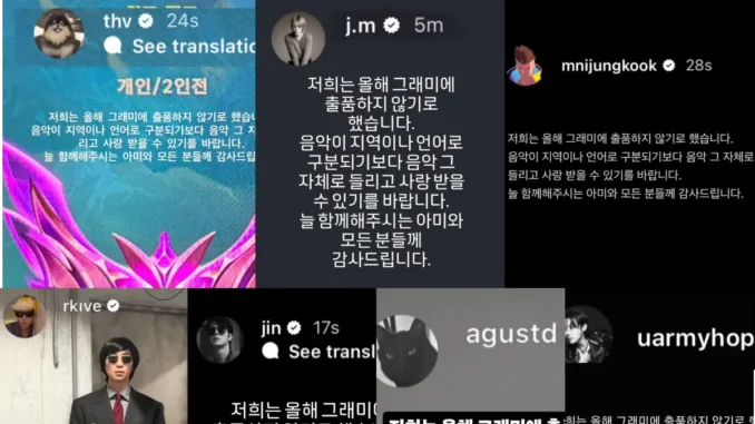 BTS annonce sa décision concernant les Grammy Awards 2027